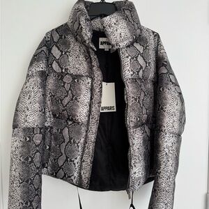 WINTER STAPLE - APPARIS Snake Print Puffer Jacket (NWT)